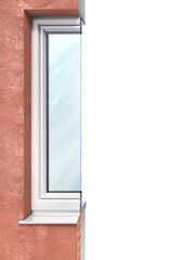 Slice of window in the wall. See structure and layers. 3d illustration