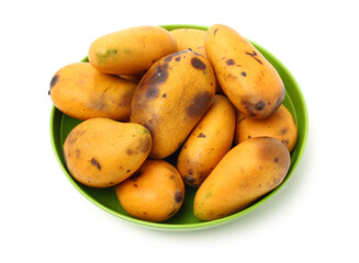 Rot mango fruit on white background 