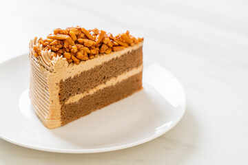 coffee almonds cake on plate