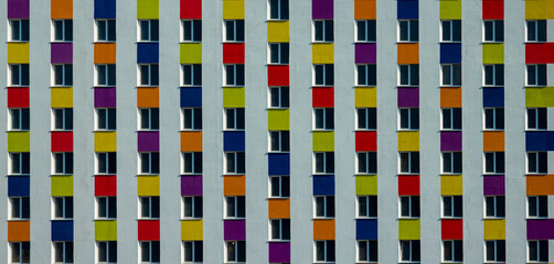 colorful facade of a residential building  in Eastern Europe