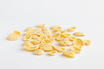 food corn flakes isolated on white background