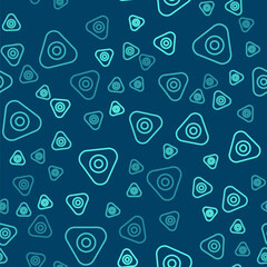 Green line Sewing chalk icon isolated seamless pattern on blue background. Vector