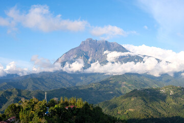 Mount Kinabalu scenic view, iconic and the tallest mountain in Southeast Malaysia.