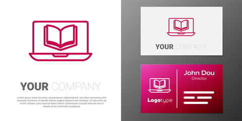 Logotype line Online class icon isolated on white background. Online education concept. Logo design template element. Vector