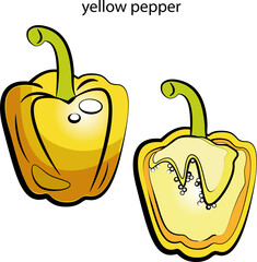 children's ABC-coloring book with fruits and vegetables. Colored letters, fruits and vegetables