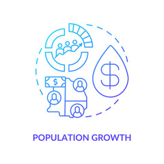 Fototapeta na wymiar Population growth concept icon. Oil price idea thin line illustration. Fuel endowment. Fertility, mortality and immigration. Socioeconomic conditions. Vector isolated outline RGB color drawing