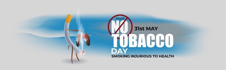 VECTOR ILLUSTRATION OF CONCEPT FOR WORLD NO TOBACCO DAY, ILLUSTRATION IS SHOWING LUNGS FILLED WITH CIGARETTE SMOKE ON SMOKY BACKDROP