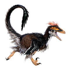 3D Rendering Dinosaur Deinonychus on White