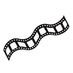 Film strip Wave shape ribbon Movie cinema sign on White Background Flat Graphic Illustration simple symbol closeup