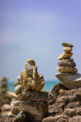 Balanced stones on the beach