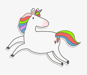 Flat Color Unicorn Animals Art Simple Cartoon Children Illustration Symbol Closeup on white background