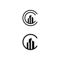 c initial building logo design vector symbol graphic idea creative
