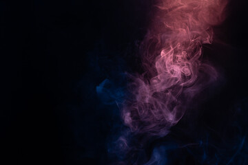 Blue and pink steam on a black background.