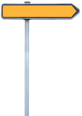 Panneau de direction orange, fond blanc 