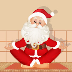 illustration of Santa Claus doing yoga