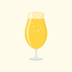 Vector illustration of glass with beer isolated on white. Close-up. Icon, sign, symbol. For a wide range of design applications.