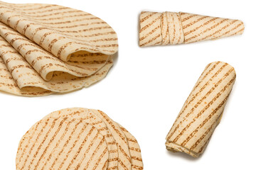 Grilled pitta bread isolated on white background.