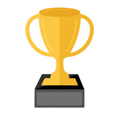 Golden Trophy Cup in championship Winner award on White Background Flat Graphic Illustration simple symbol closeup