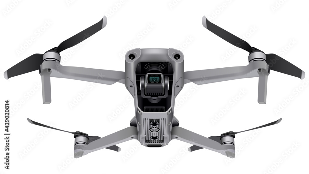 Wall mural drone vector illustration with 4k high definition camera and video recording for aerial filming and 