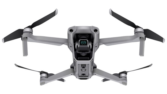 Drone vector illustration with 4K high definition camera and video recording for aerial filming and photography