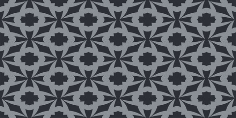 Simple background pattern with geometric black elements on a gray background. Seamless pattern, texture. Vector illustration