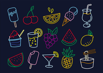 夏の食べ物と飲み物のイラスト Wall Mural Wallpaper Murals Niko