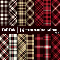Set tartan seamless pattern in different colors.