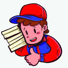 Illustration of pizza delivery courier