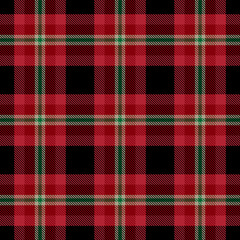 Tartan Seamless Pattern Background in  Black,  Red,  Green and White Color  Plaid