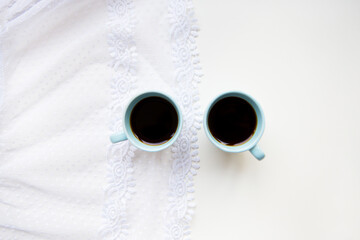 cup of coffee with croissant