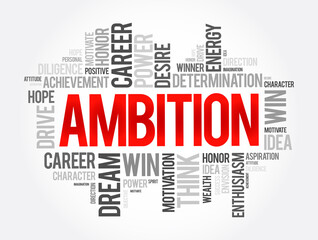 Ambition word cloud collage, business concept background