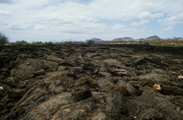 Fototapeta na wymiar lave, volcan Shetani, Parc national du Tsavo, Kenya