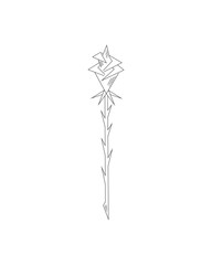 Rose. Collection of isolated rose flower sketch on white background. The continuous line doodled design.