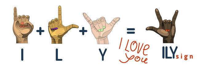 Set, a formula from American sign language, ILY I LOVE YOU