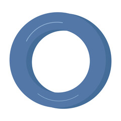 Inflatable circle of blue color for swimming and relaxing on the beach on a white background