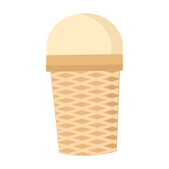 Vanilla ice cream in a cup for cooling in the summer heat on a white background