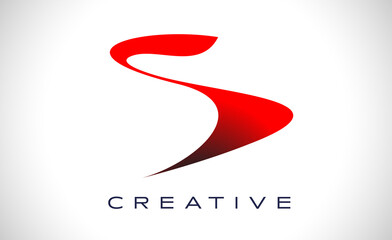 S Red Logo Design Vector with Creative Modern Design Shape