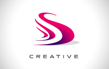 S Purple Logo Design Vector with Creative Modern Design Shape and Vibrant Colors