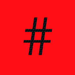Numeral symbol in texture with opaque black metal appearance editable vector on red background