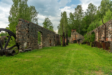Fototapeta na wymiar Remaining walls of an old metal industry in Sweden
