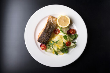 Grilled SALMON with Lemon Yellow Zucchini Salad with cherry tomato
