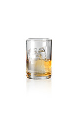 Whiskey and ice in a small glass,with Clipping Path.