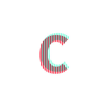 letter "C", anaglyph effect, editable vector