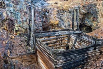 Wooden shaft down a closed down mine in Sweden