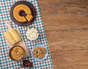 Typical brazilian june festival food. Festa junina with copy space