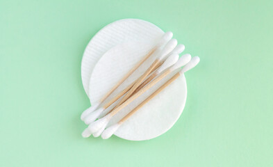 Bamboo eco cotton swabs and cotton pads for personal hygiene