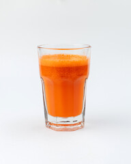 Fototapeta na wymiar a glass of brand fresh juice on a white background