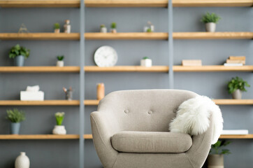 Stylish interior of contemporary room with comfortable furniture