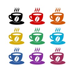 Coffee cup icon isolated on white background color set
