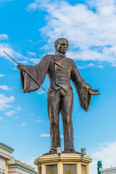 Statue of magician Calafati in the prater amusement park in Vienna.